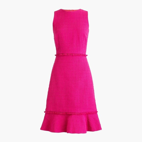 J. Crew Flutted Hem A-Line Dress Textured Tweed 0